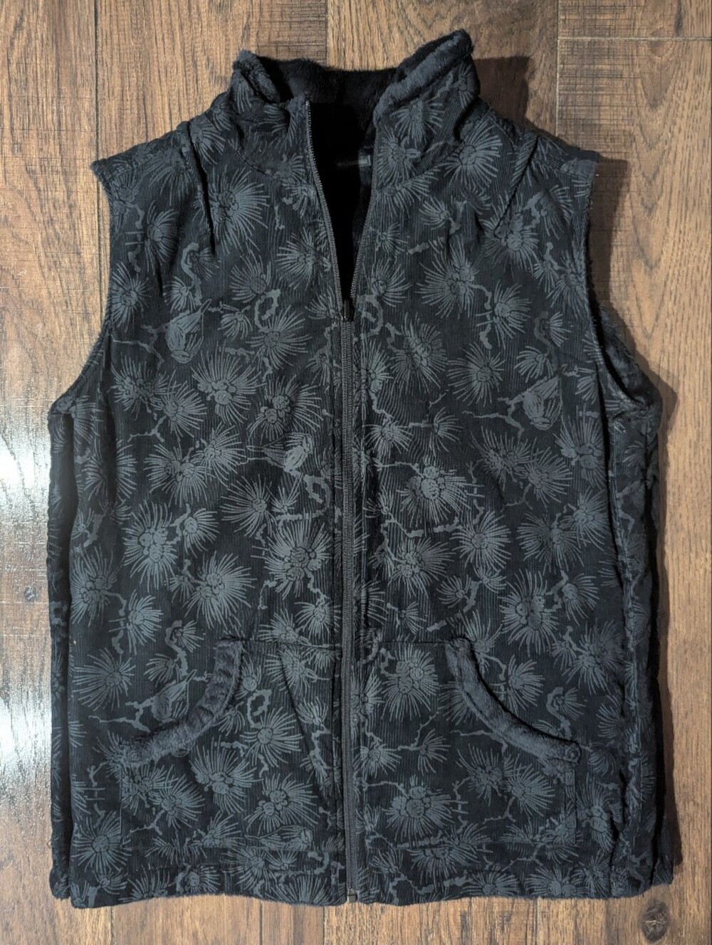Columbia Women's Black Reversible Corduroy & Microfleece Full Zip Vest Size LRG